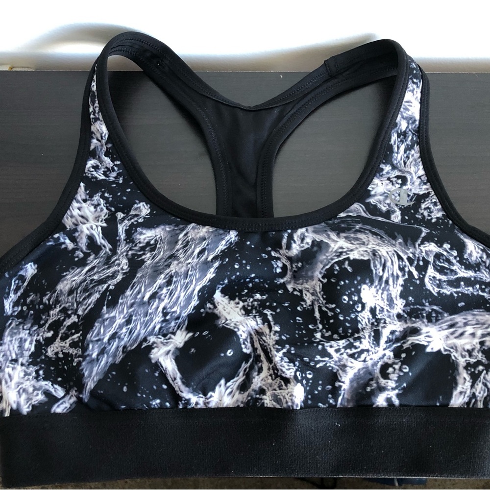 Champion sports bra, black/white, size M. - Picture 1 of 3